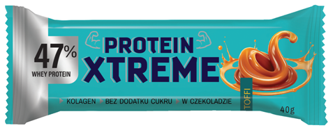 Protein Riegel Xtreme Toffi Flast in Milchschokolade von DOBRY SQUAD, zuckerfrei, 40 g, energiereicher Snack, perfekter Proteinriegel