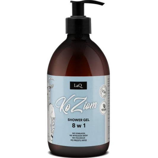 LAQ KoZiom 8-in-1 Duschgel 500 ml, flüssiges Duschgel in grüner Flasche mit pumpförmigem Verschluss