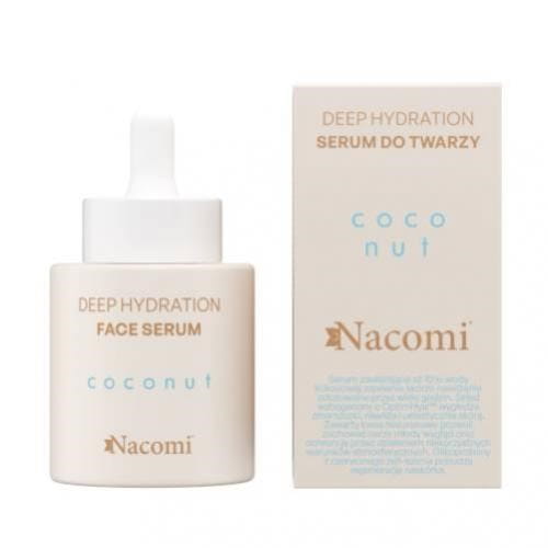 Nacomi Gesichtsserum mit Kokosnuss, 30 ml, Flasche mit Pumpspender, feuchtigkeitsspendende Hautpflege in dunkler Verpackung