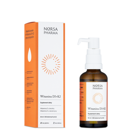 NORSA PHARMA Vitamin D3 + K2 Tropfen aus Kichererbse, 50 ml Flasche mit Tropfverschluss, für Muskel- und Knochengesundheit