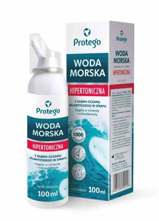 Protego Hypertonisches Meerwasser Nasenspray BOV, 100 ml Flasche mit Sprayfunktion, für die Nasenpflege