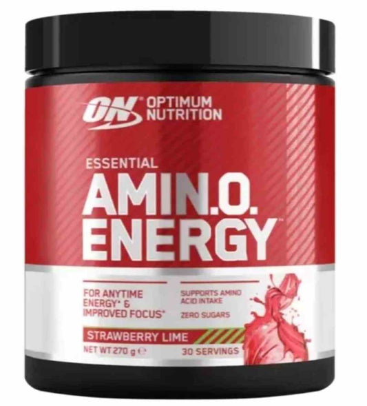 Optimum Nutrition Amino Energy Pulver in Erdbeere und Limette, 270 g, mit fruchtigem Geschmack und Aminosäuren für Energie.