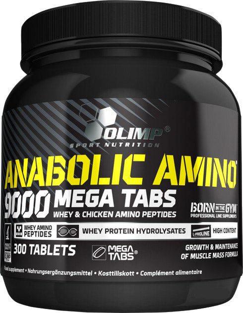 Olimp Anabolic Amino 9000 Tabletten, sportliche Ergänzung mit 300 Tabletten, für Muskelaufbau und Regeneration.