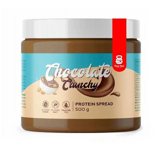 Cheat Meal Protein Creme Schokolade knusprig in 500g Verpackung, cremige Schokoladencreme mit knusprigen Komponenten, ideal für Naschereien