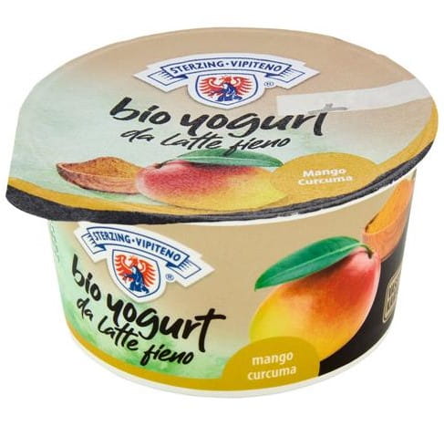 Bio Mango-Joghurt von STERZING-VIPITENO in 170 g Packung, cremig mit Mango- und Milcharomen, natürliche Zutaten sichtbar im Becher