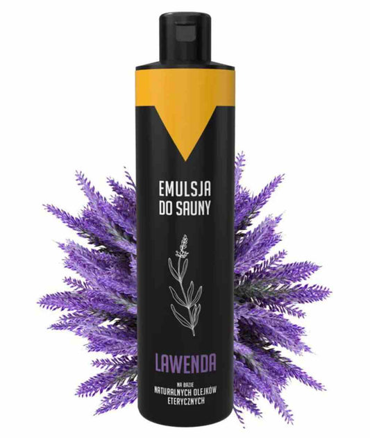 Sauna-Emulsion mit Lavendel-Duft von Bilovit, 250 ml, in einer weißen Flasche.