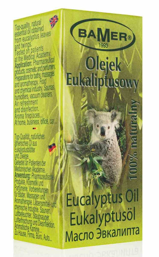 Natürliches ätherisches Eukalyptusöl in 7 ml Flasche von BAMER, ideal für Aromatherapie und natürliche Pflege.