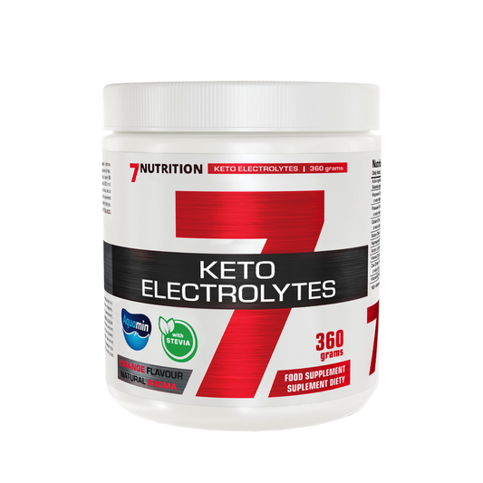 Keto Elektrolyte Pulver in Orangengeschmack von 7Nutrition, 360g, für Elektrolytbalance und Hydratation.