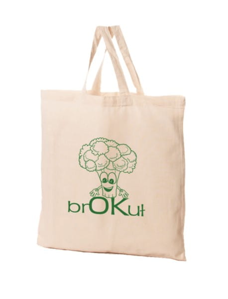 Bio-Baumwolltasche mit Brokkoli-Print von FRASPO, nachhaltige Einkaufstasche aus Bio-Baumwolle mit Brokkoli-Motiv