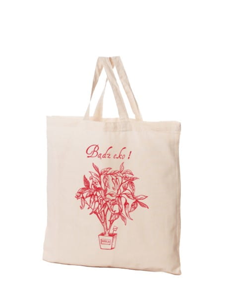 Bio-Baumwolltasche mit Paprika-Design von FRASPO, nachhaltige Einkaufstasche aus Bio-Baumwolle mit Paprika-Motiv.