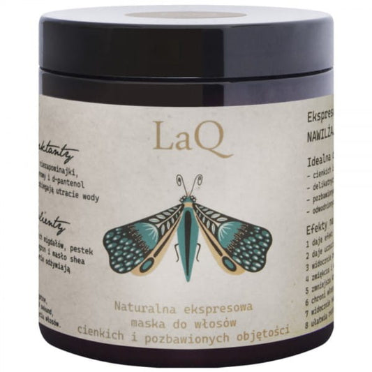 LAQ Express-Haarmaske in 250 ml Flasche, feuchtigkeitsspendende Haarpflege für geschmeidiges, gepflegtes Haar.