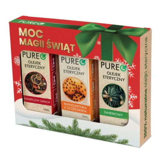 Reiner Weihnachtszauber Set mit 3 x 10 ml in Glasflaschen, festlicher Duft für Weihnachtsdekorationen und Aromapflege.