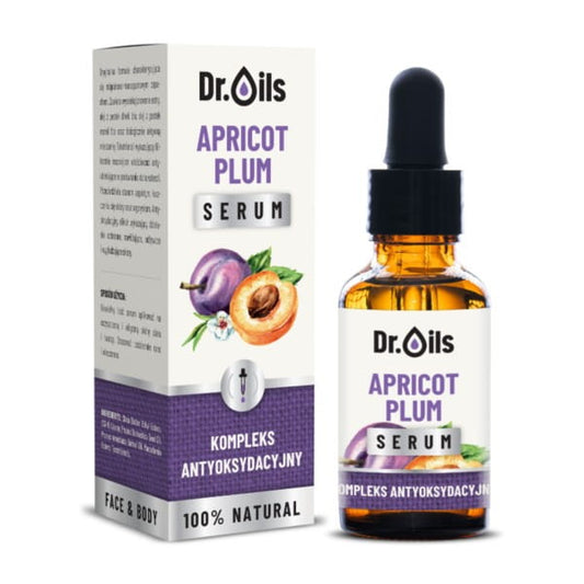 Dr. Oils Serum Aprikose-Pflaume in 10 ml Flasche, natürliche Pflege mit Aprikosen- und Pflaumenextrakten, für gesunde Haut