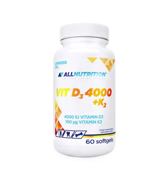 Allnutrition Vitamin D3 4000 + K2 Kapseln, Nahrungsergänzungsmittel mit Vitamin D3 und K2, in Dose mit 60 Kapseln