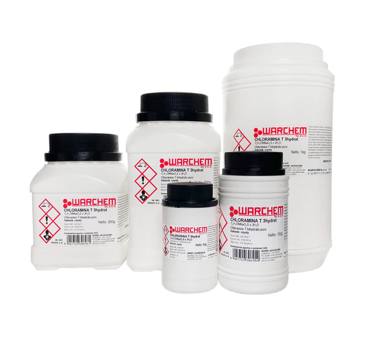 Reines CHLORAMINE T 3-Hydrat Pulver von WARCHEM, 50 g, chemisches Reagenz für Labor und Analysen.