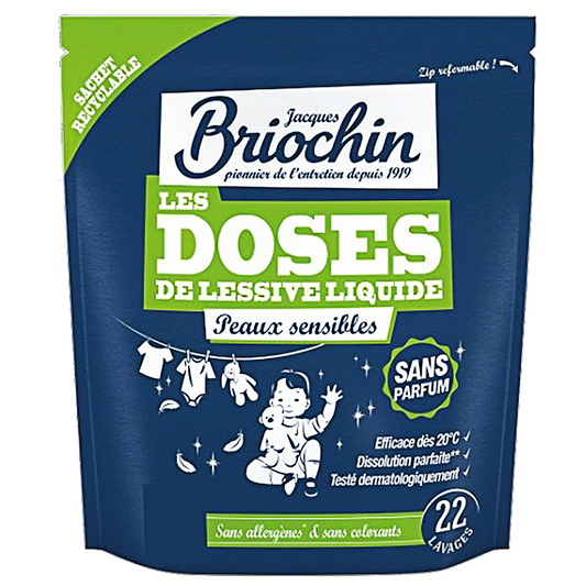 Capsule de spălat fără parfum pentru pielea sensibilă (22 bucăți) - BRIOCHIN