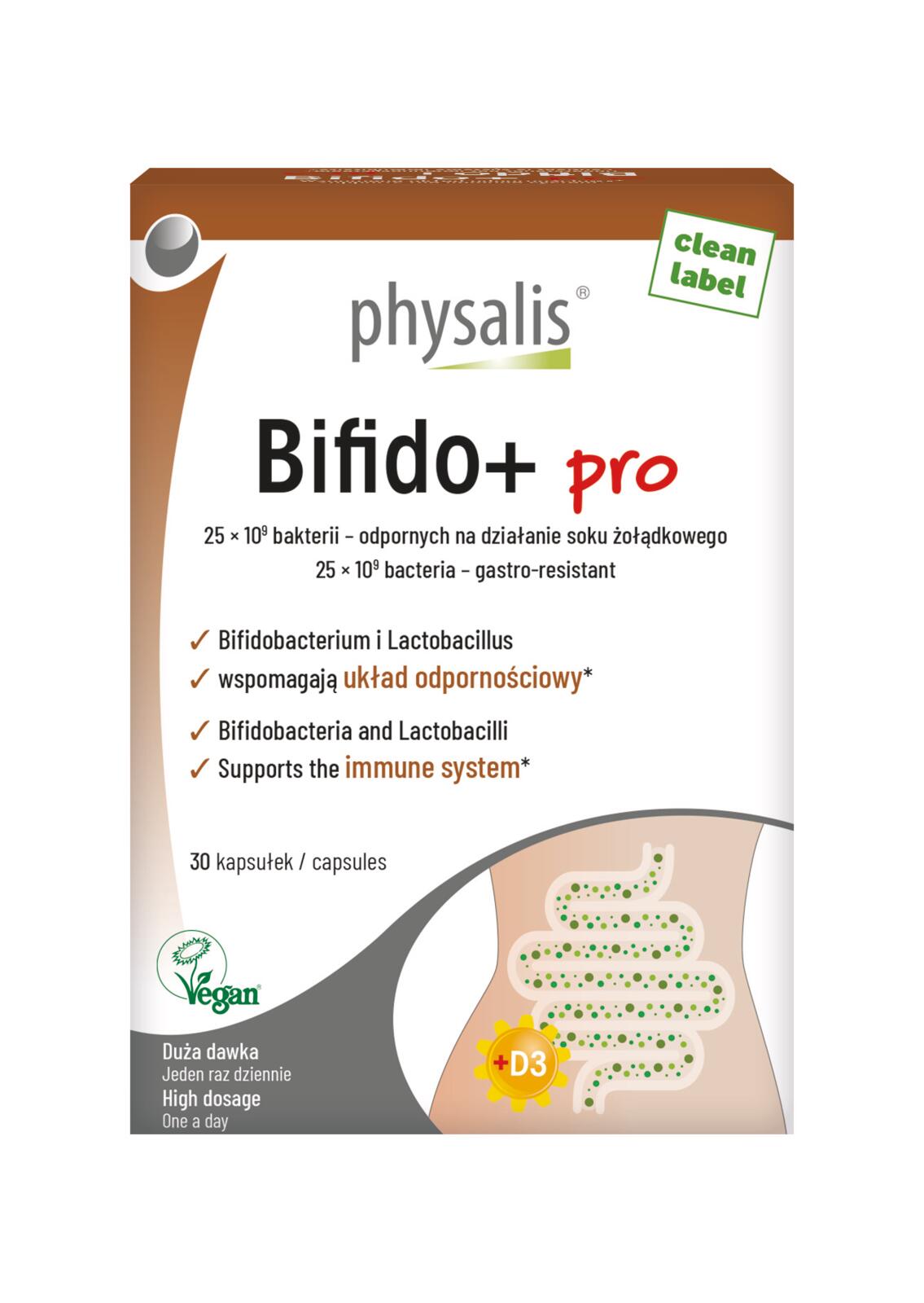 PHYSALIS BIFIDO+ PRO Kapseln zur Rekonstruktion der Darmflora, 30 Stück, natürliche Nahrungsergänzung mit probiotischen Inhaltsstoffen