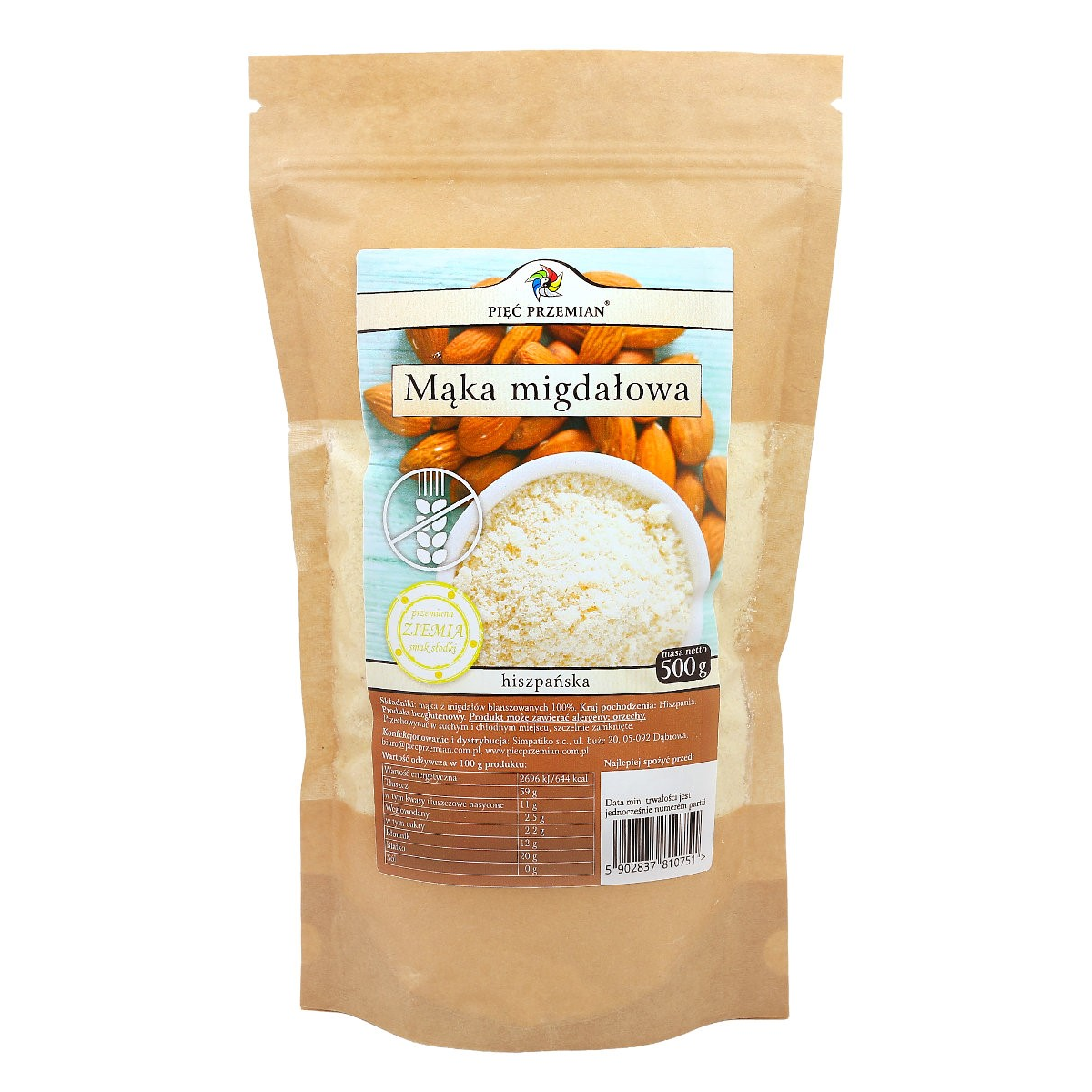 Glutenfreies Mandelmehl 500g FÜNF ÄNDERUNGEN - Biogo.de