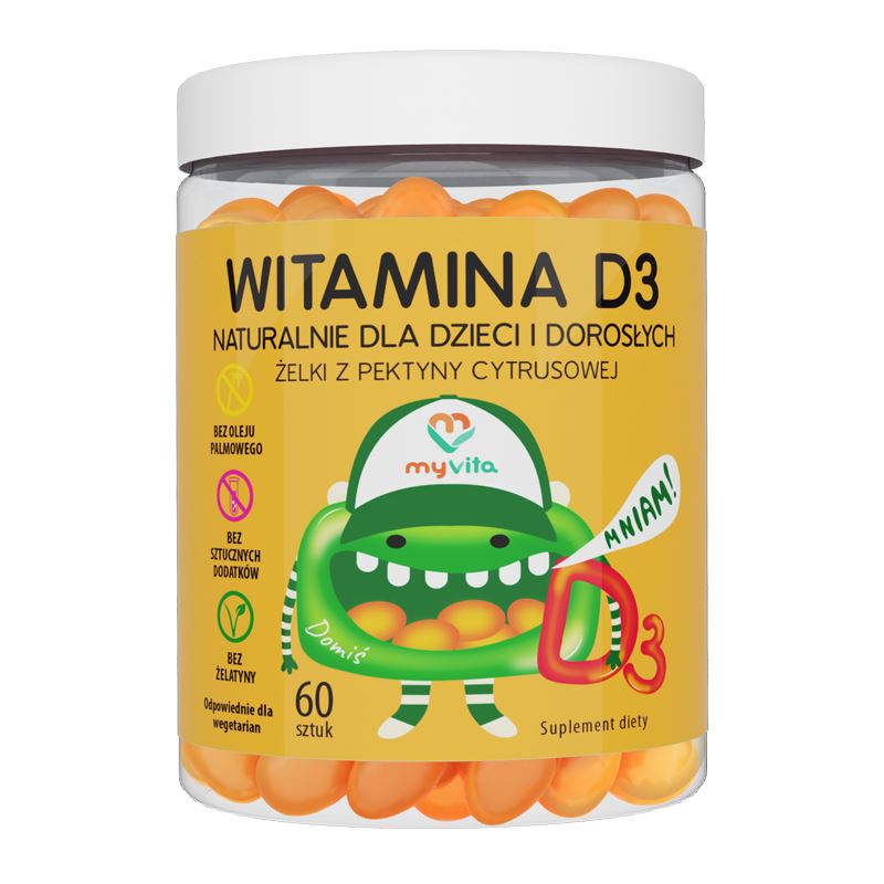 Gelées de vitamine D3 à base de pectine d'agrumes 60 pcs - MYVITA Image secondaire du produit