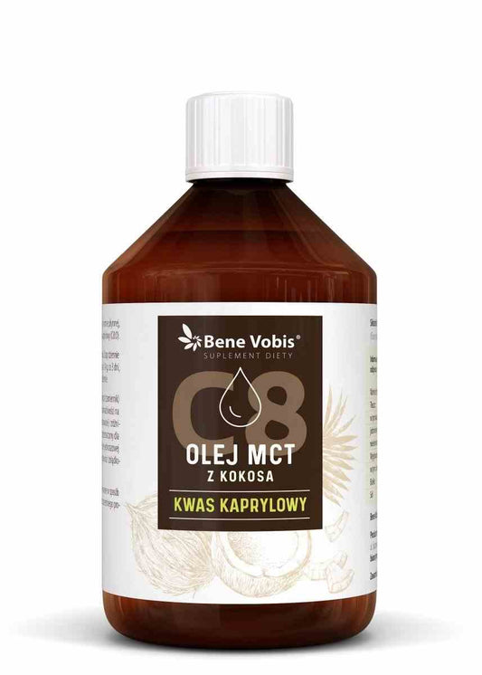 Bene Vobis MCT-Öl aus Kokosnuss, 500ml, mit Caprylsäure, Bio-Qualität in einer transparenten Flasche