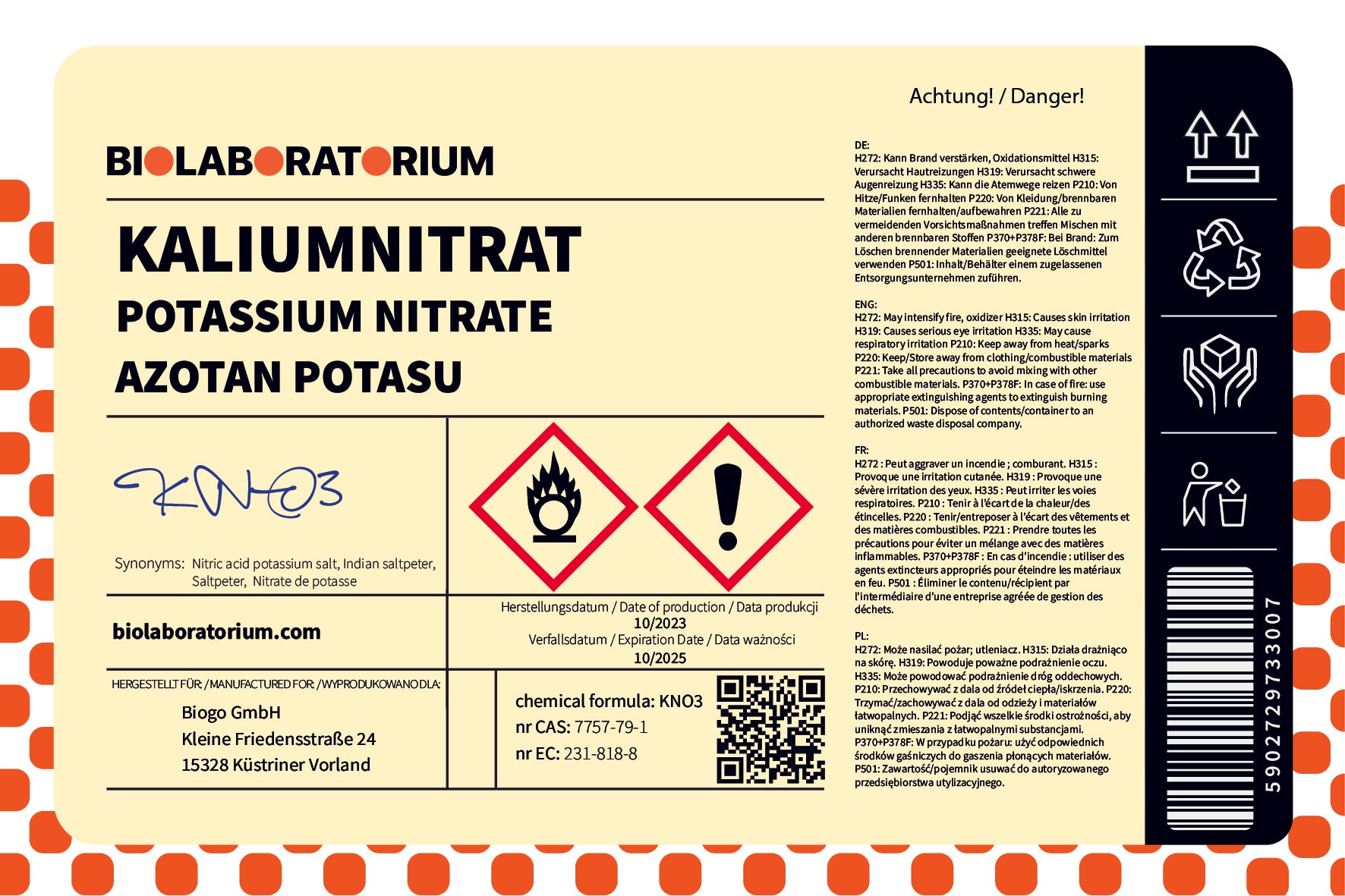 Kaliumnitrat 3 kg BIOLABORATORIUM Imagine secundară a produsului