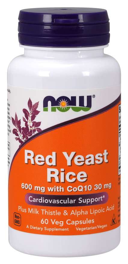 Rote Hefereiskapseln von NOW FOODS, 600 mg, 60 Kapseln, Nahrungsergänzungsmittel mit roten Hefebohnen in einer Packung