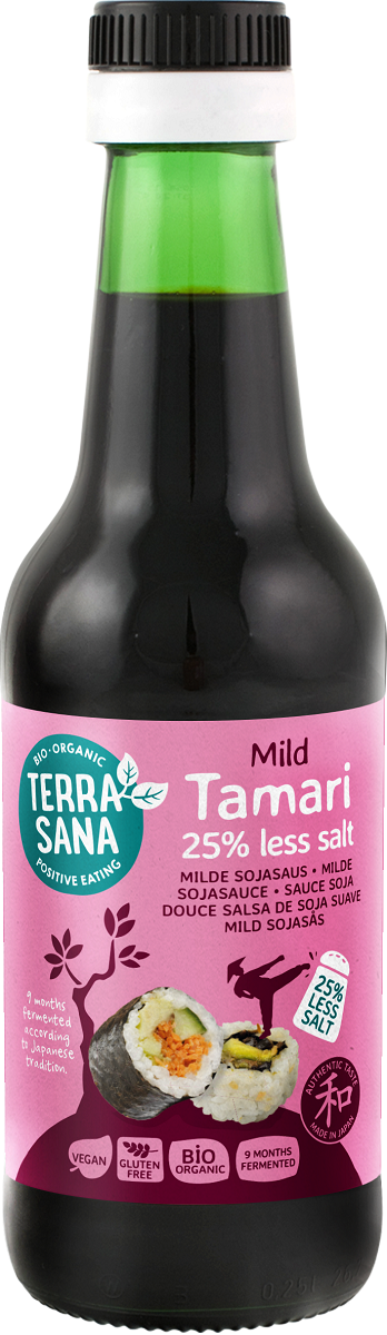 Bio Tamarisojasauce von TERRASANA in 250 ml Flasche, dunkle Sojasauce für asiatische Gerichte, naturbelassen und vegan