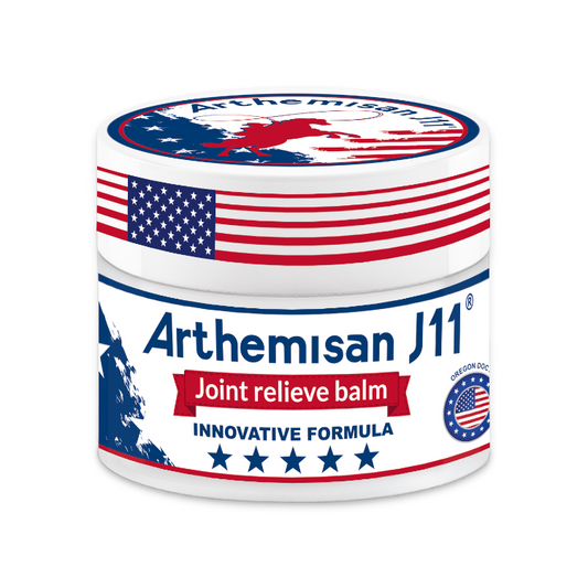 ASEPTA Arthemisan J11 Gelenkbalsam in 150ml Flasche, zeigt den Balsam mit natürlicher Textur und Anwendung.