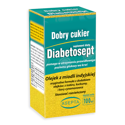 Flasche ASEPTA Diabetosept - guter Zucker, 100 ml, klarer Inhalt in transparenter Verpackung