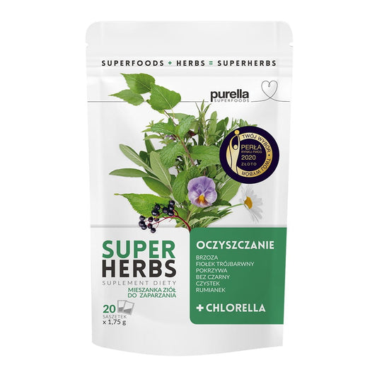 Superfoods Chlorella Entschlackung in Tablettenform von Purella, 33 g, 250 Stück, grüne Chlorella-Tabletten auf weißem Hintergrund