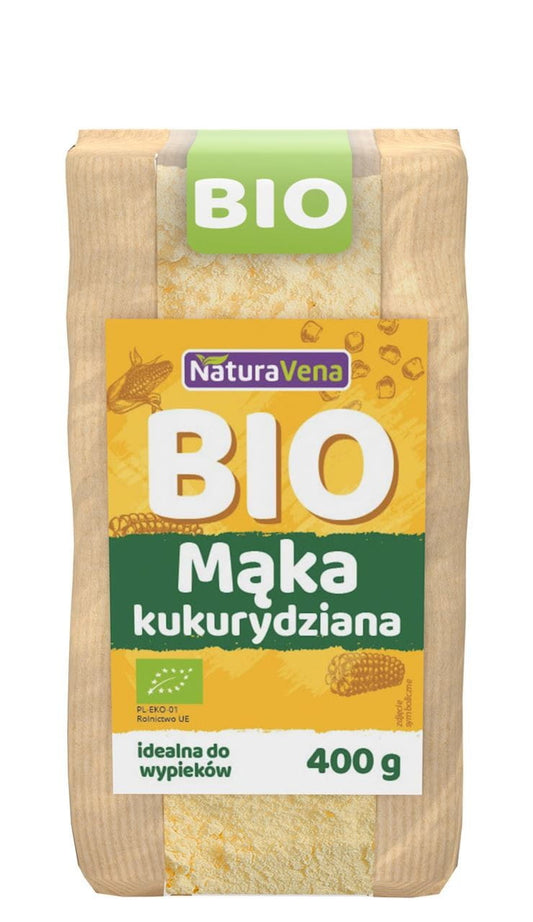 Korallierte Mühle Bio Naturavena, 400 g, mit ganzen Haferflocken in einer transparenten Verpackung.