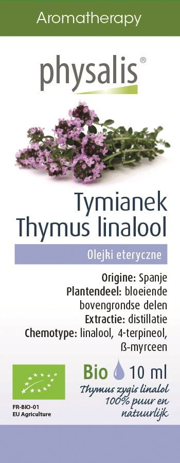 Bio Thymus Zygis Linalool Ätherisches Öl von PHYSALIS in 10 ml Flasche, naturbelassen und reich an Linalool.