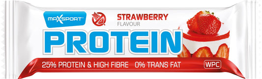 Weiße, glutenfreie Protein-Riegel von MAXSPORT mit Truck Taste WPC in 60 g Verpackung, ideal für den Sport.