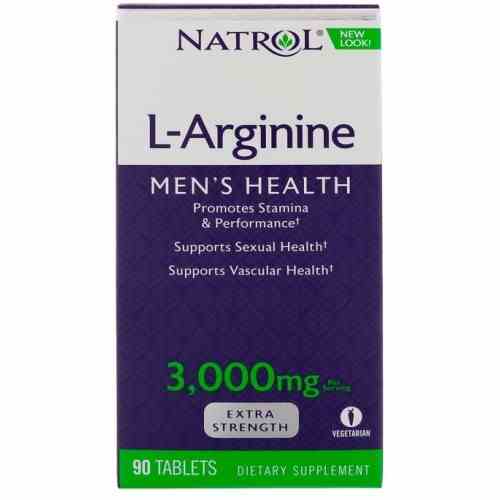 Natrol L-Arginin 3000 mg Tabletten, 90 Stück, nährstoffreiche Nahrungsergänzung für bessere Durchblutung