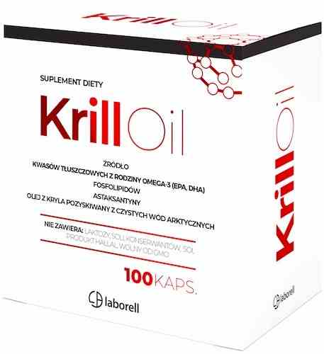 Laborell Krill-Öl in 100 Kapseln, sichtbar in der Verpackung, zur Unterstützung der Herzgesundheit und antioxidativen Wirkung.