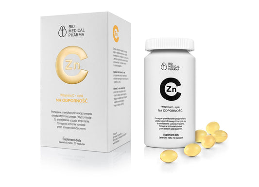Bio Medical Pharma Vitamin C + Zink Kapseln, 50 Stück, Nahrungsergänzungsmittel mit Vitamin C und Zink in Kapseln