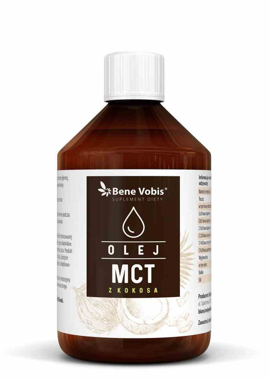 Bene Vobis MCT-Öl aus Kokosnuss in 500 ml Flasche, flüssiges Kokosnuss-Öl für Ernährung und Gesundheit.
