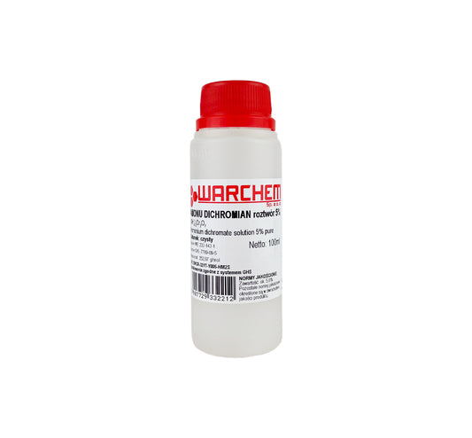 Reine 5% Ammoniumdichromat-Lösung von WARCHEM in 100 ml Flasche, chemische Lösung für Laboranwendungen.