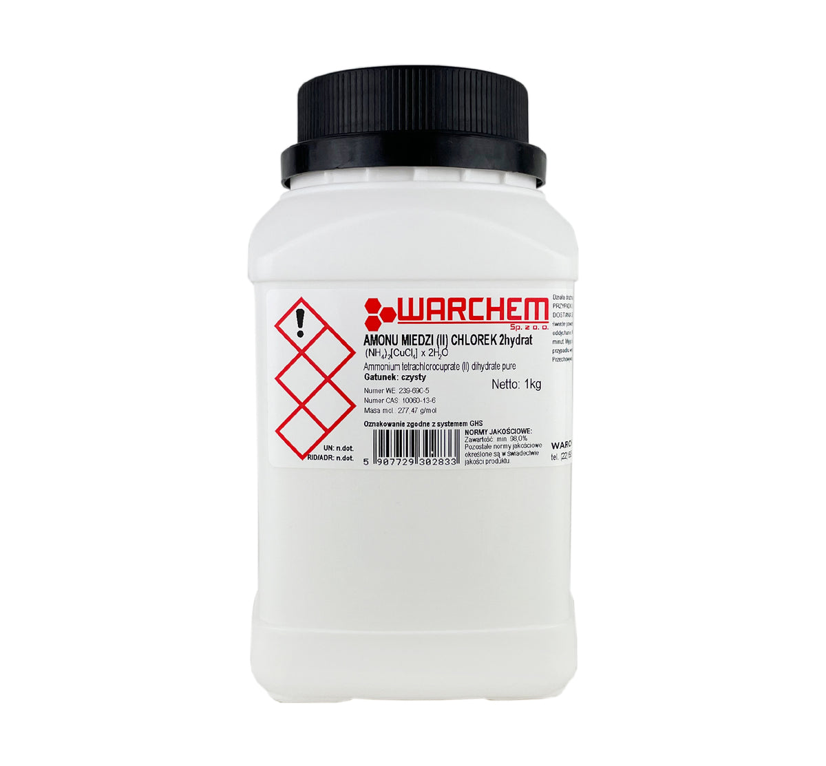 Reines Kupferamoniumchlorid (II) 2-Hydrat in 1kg Verpackung, chemisches Produkt, transparent, kristallin, von WARCHEM.