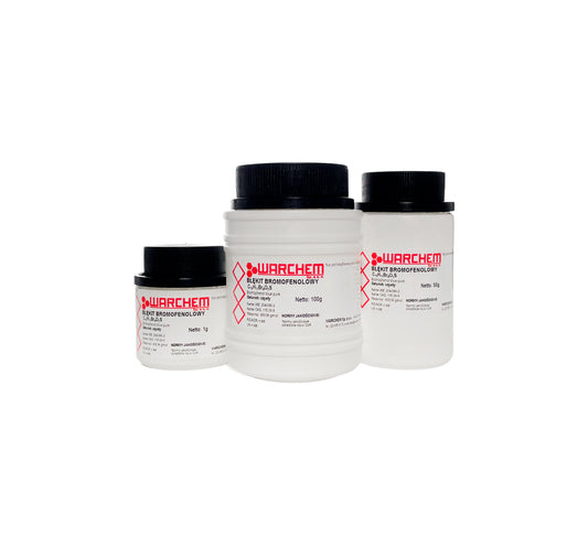 Reines Bromophenolblau Chemikalie in 1g Verpackung von WARCHEM, chemischer Farbstoff für Labortests sichtbar in der Flasche