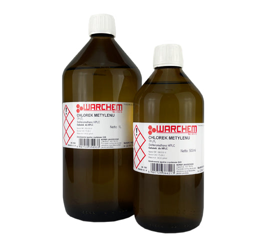 METHYLENCHLORID (DICHLORMETHAN) HPLC 500 ml Flasche von WARCHEM, klare chemische Lösung in einem Laborbehälter