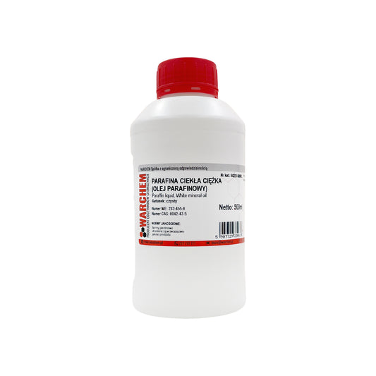 Flüssiges Paraffinöl in 500ml Flasche von Warchom, ideal für Pflege und Kosmetik, auf weißem Hintergrund.
