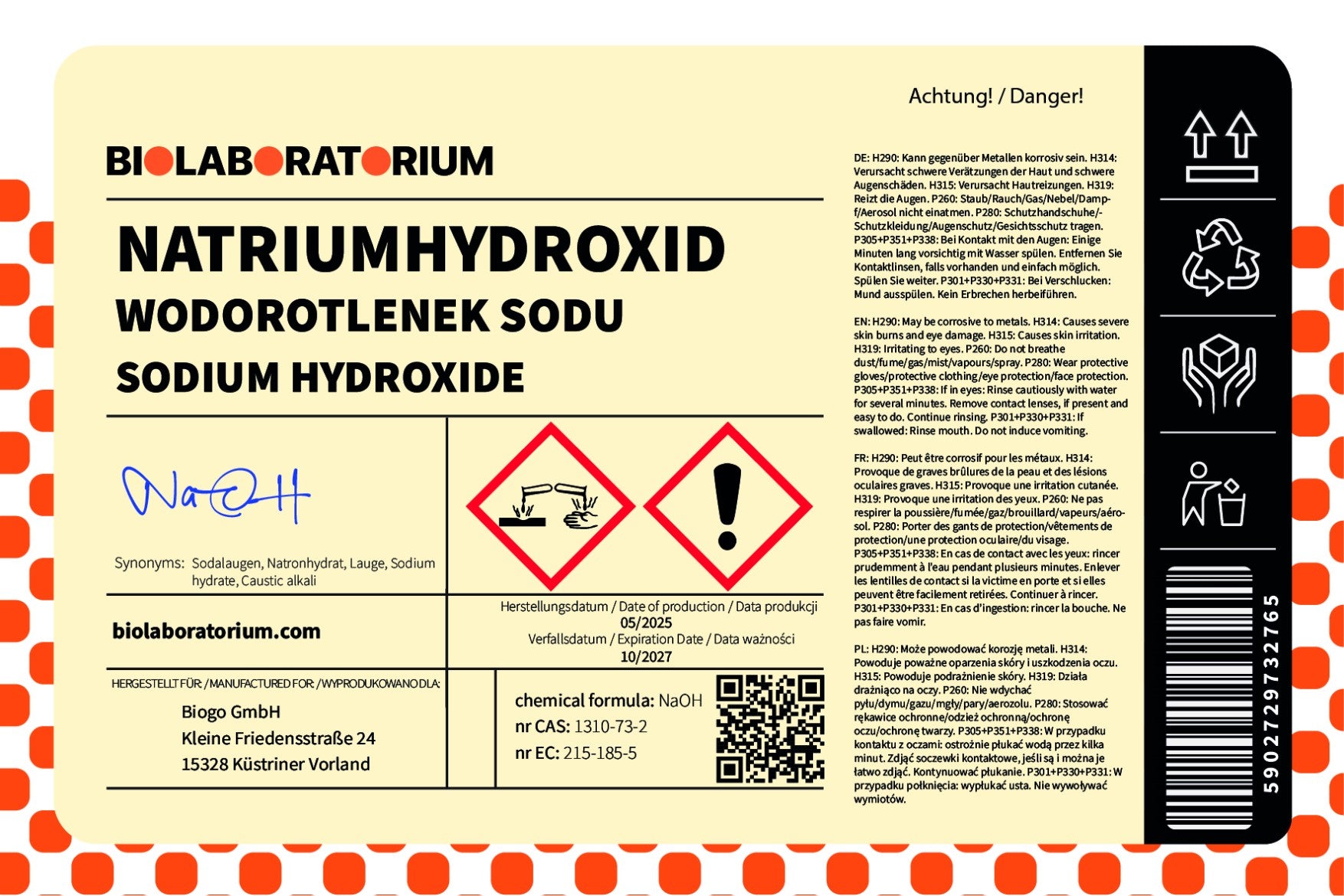 Soda caustică Hidroxid de sodiu NaOH Leșie de sodiu Granulat 1 kg Biolaboratorium Imagine secundară a produsului