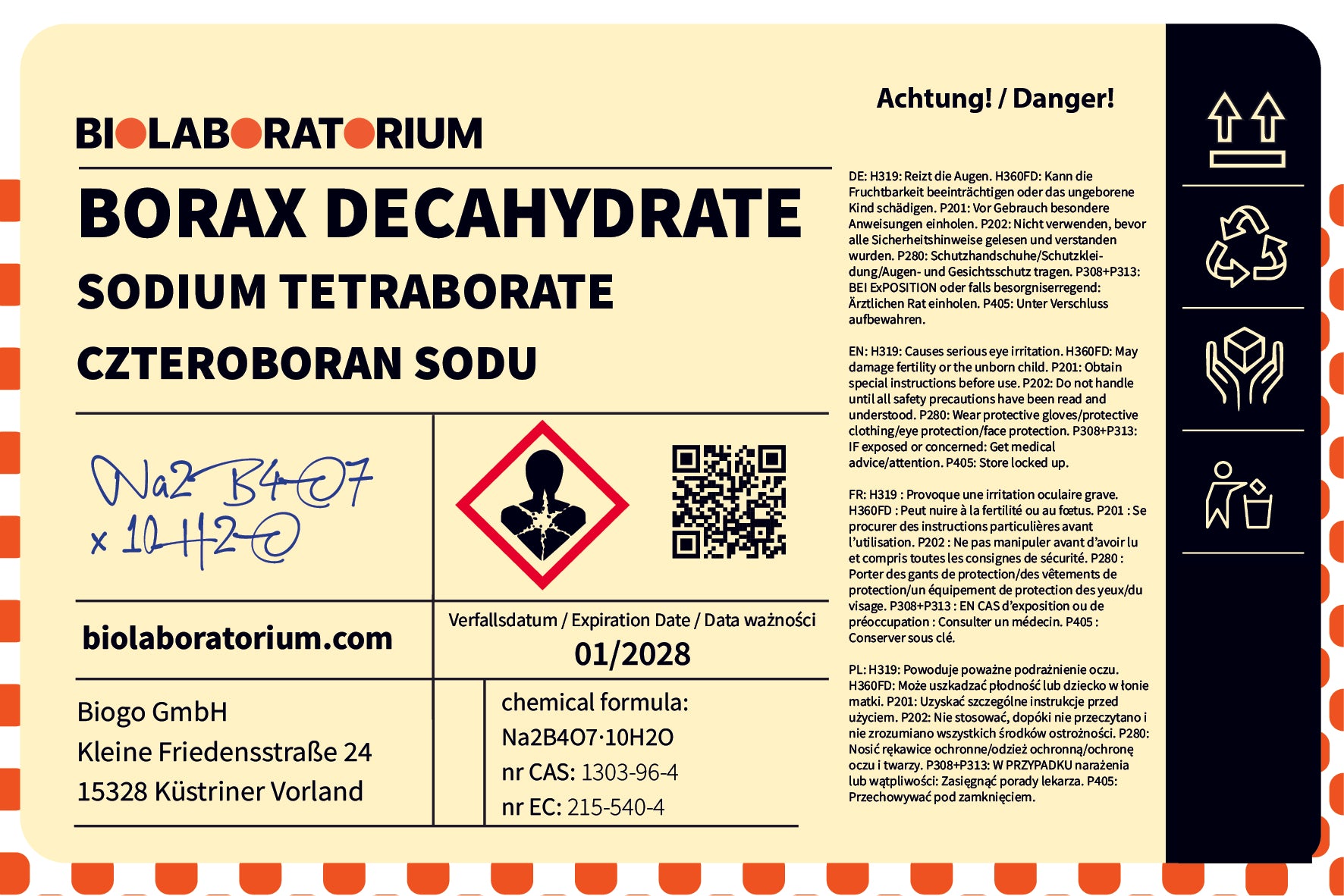Borax Borax Natriumtetraborat Decahidrat 25 kg BioLaboratorium Imagine secundară a produsului
