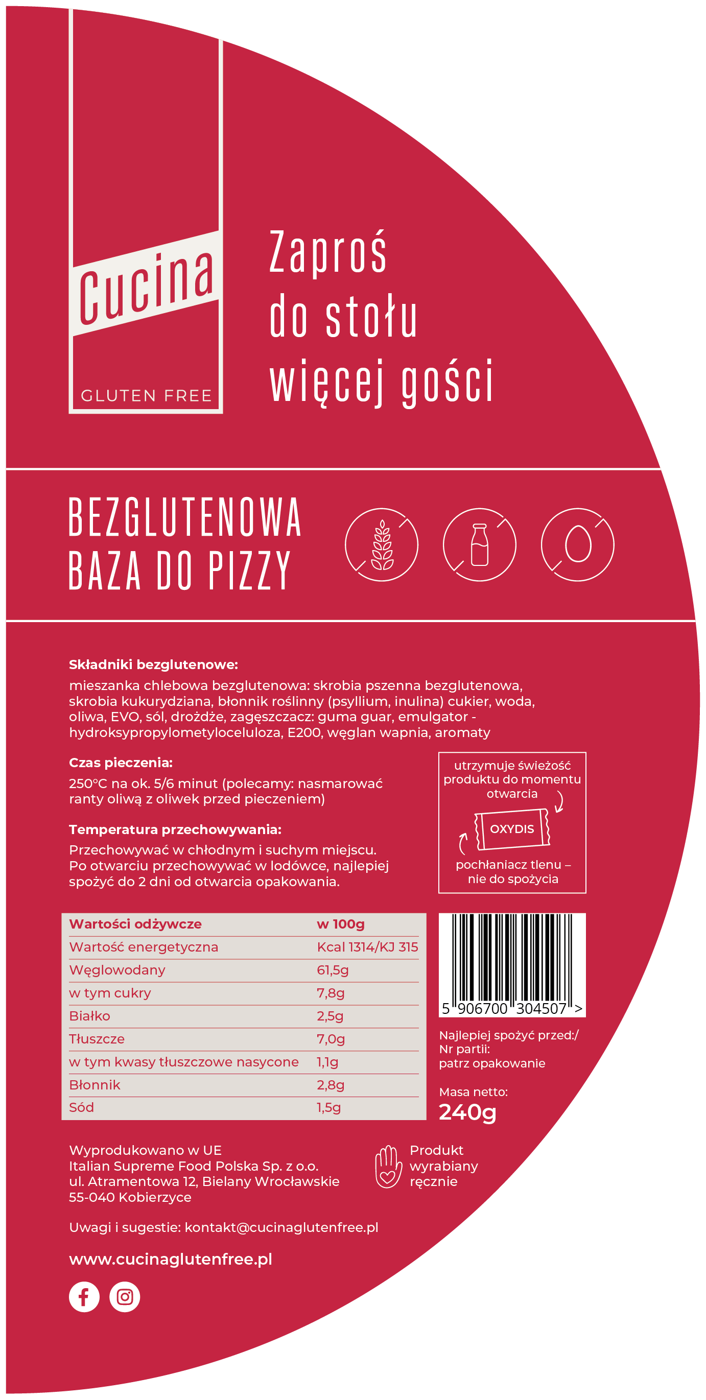 Glutenfreier Pizzaboden 240 g Cucina Zweitbild