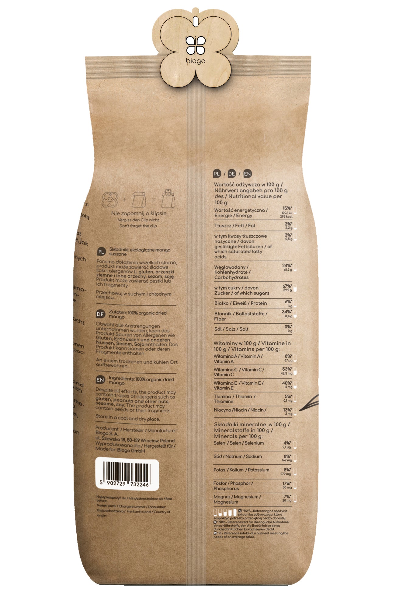 Mango uscat bio 400 g BIOGO Imagine secundară a produsului