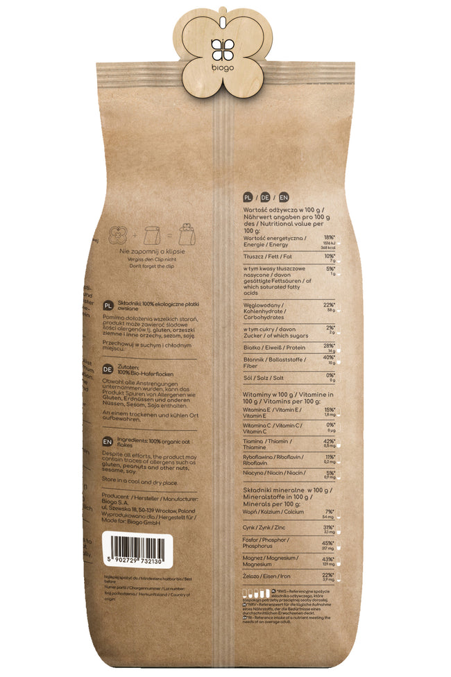 Copos de avena bio 600 g BIOGO Main Image