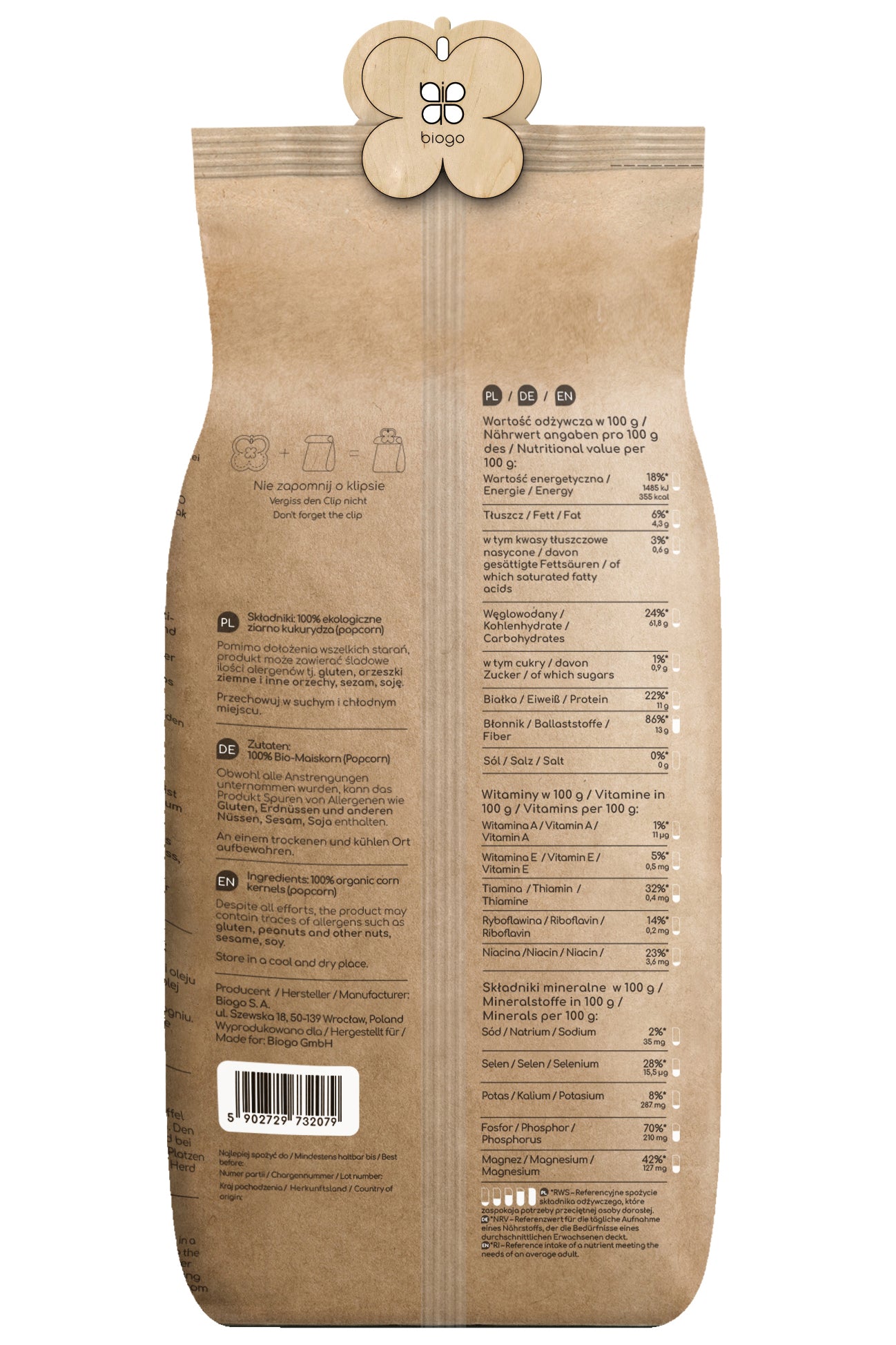 Popcorn (boabe de porumb) bio 1 kg BIOGO Imagine secundară a produsului