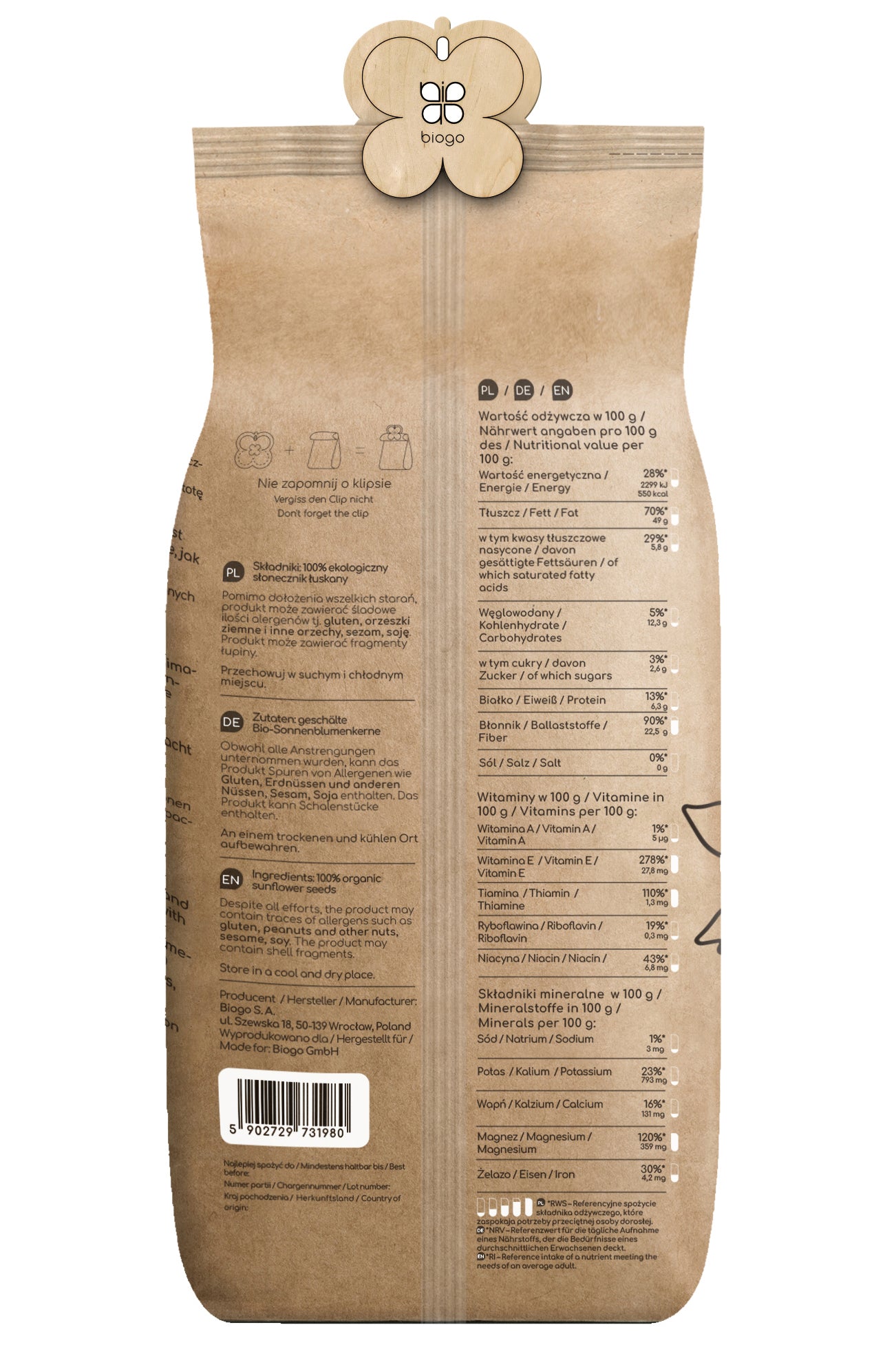 SEMINȚE DE FLĂCĂRĂ DESCĂRCATE BIO 1 KG BIOGO Imagine secundară a produsului