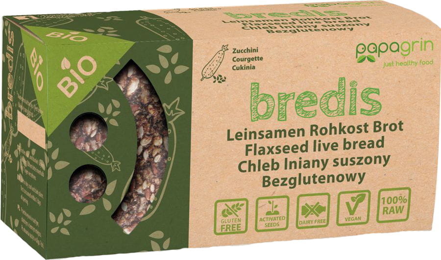 Getrocknetes Leinbrot mit Zucchini glutenfrei BIO 70 g - PAPAGRIN